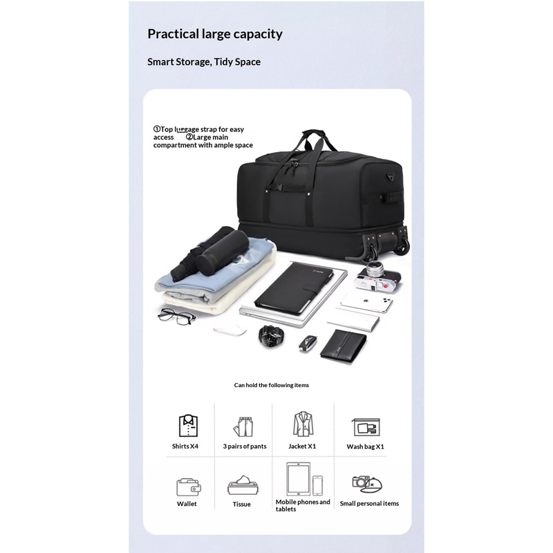 FLPN-0019 Foldable Extra Large Trolley Travel Duffel Bag