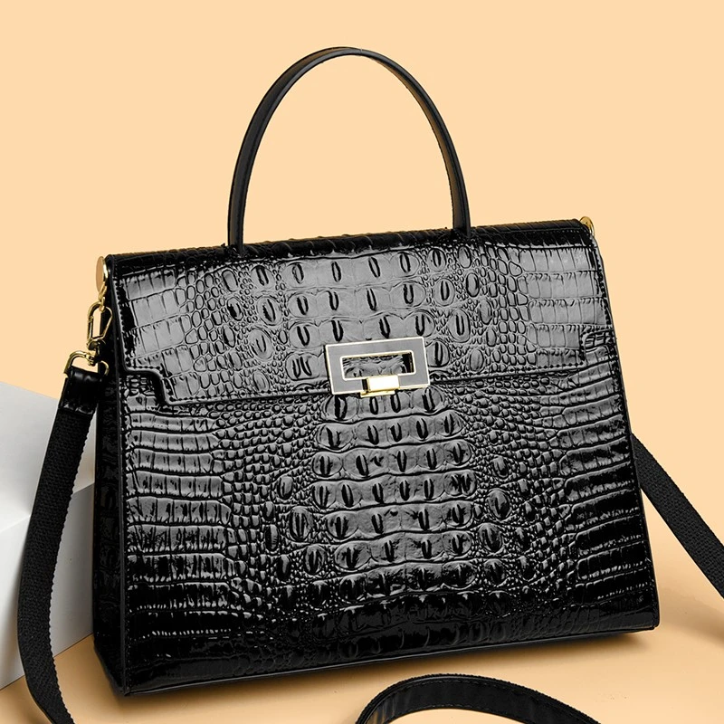 QPN2099 Ladies Fashion Simple Square Lock Closure Daily Office Shoulder Bag