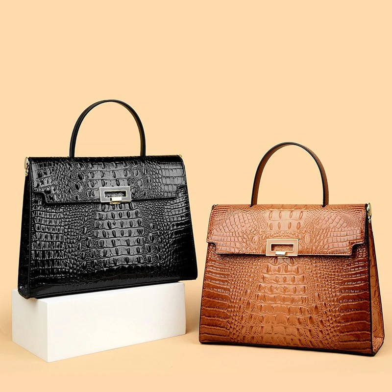 QPN2099 Ladies Fashion Simple Square Lock Closure Daily Office Shoulder Bag