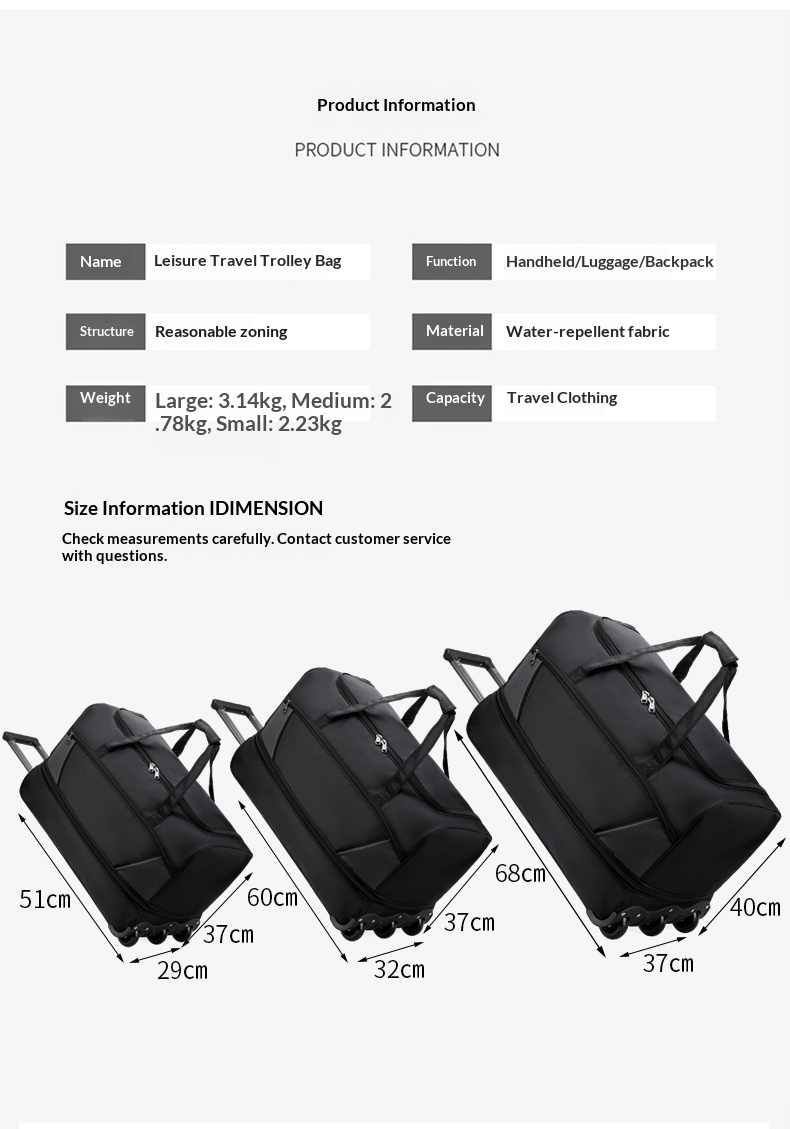 FLPN-371 Durable Nylon Rolling Wheeled Duffel Bag