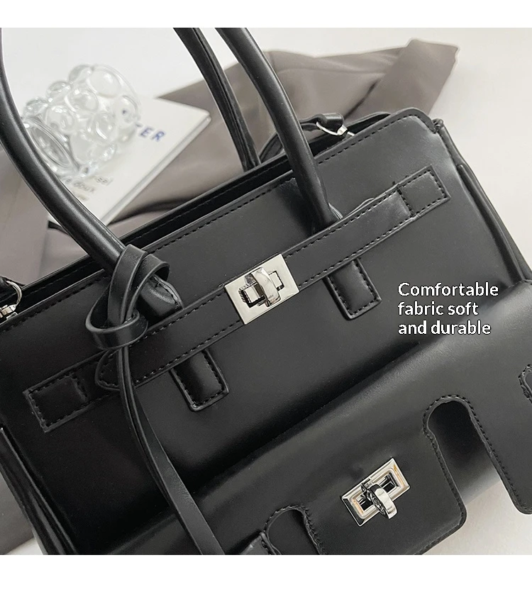 SS2751 Top Fashion Women Black PU Tote Bag