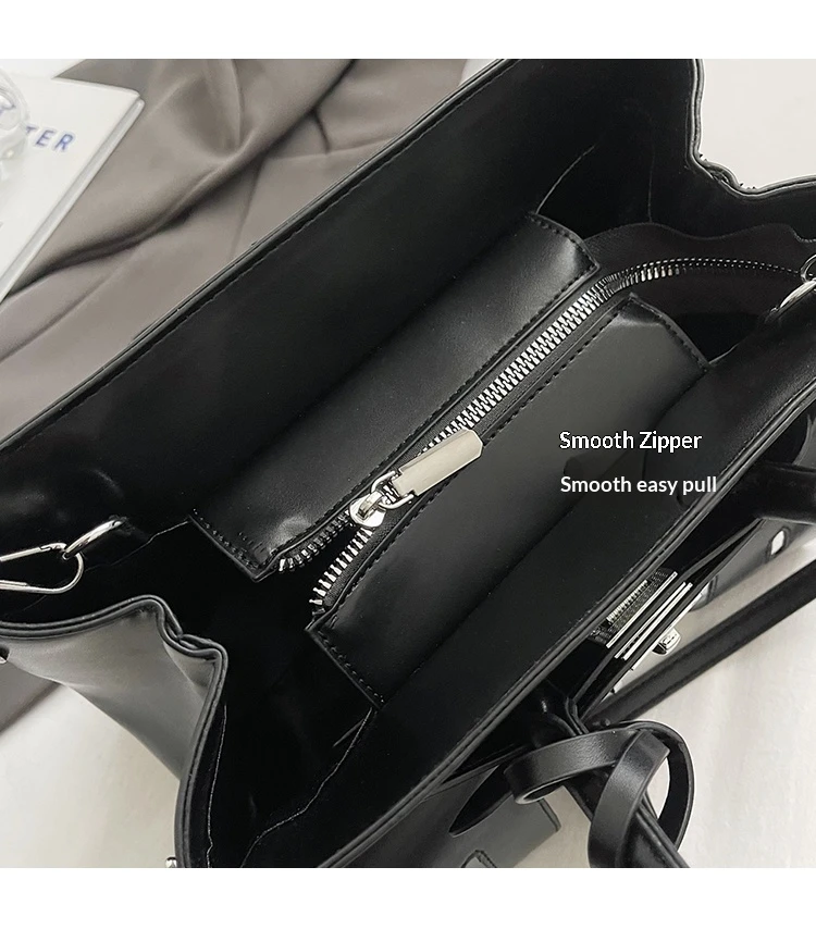 SS2751 Top Fashion Women Black PU Tote Bag