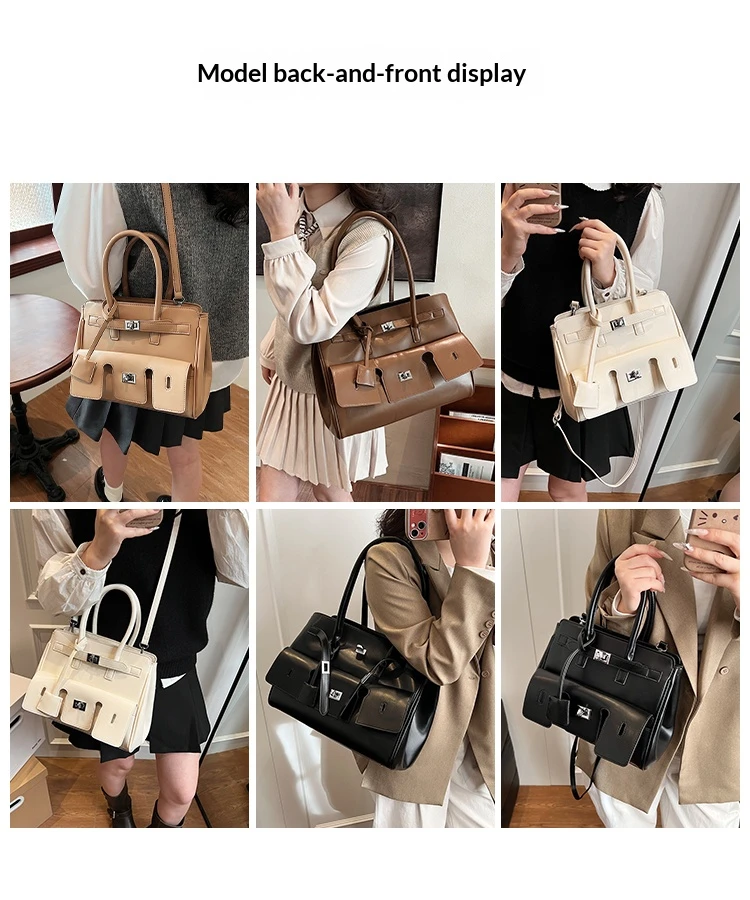 SS2751 Top Fashion Women Black PU Tote Bag
