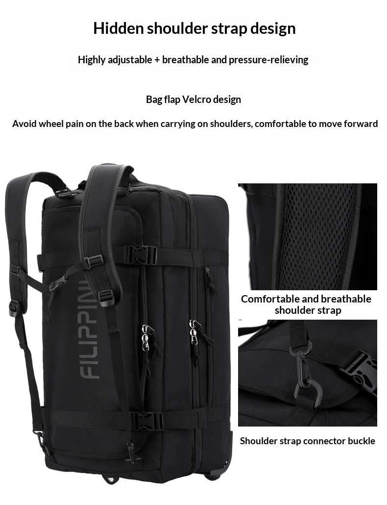 FLPN-7010 Customized Waterproof Roller Camping Luggage travel bag