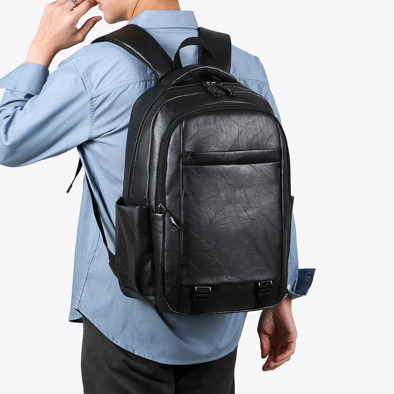 DK1166 Waterproof PU Leather Softback Men's Backpack