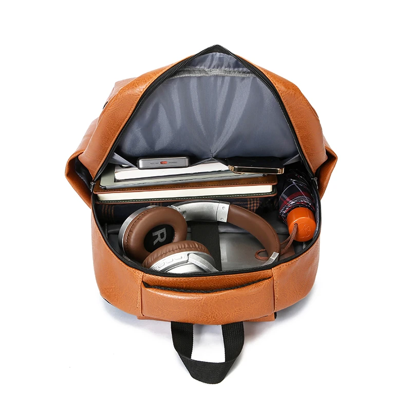 DK1166 Waterproof PU Leather Softback Men's Backpack
