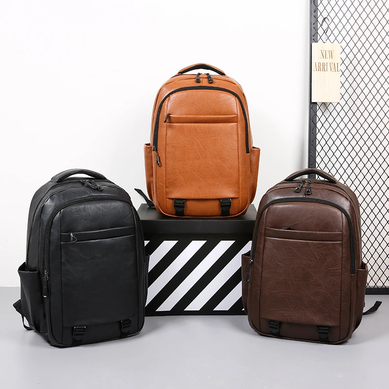 DK1166 Waterproof PU Leather Softback Men's Backpack