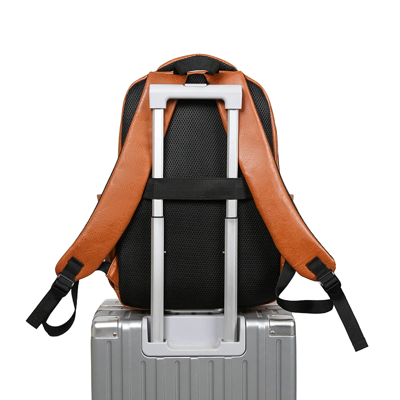DK1166 Waterproof PU Leather Softback Men's Backpack