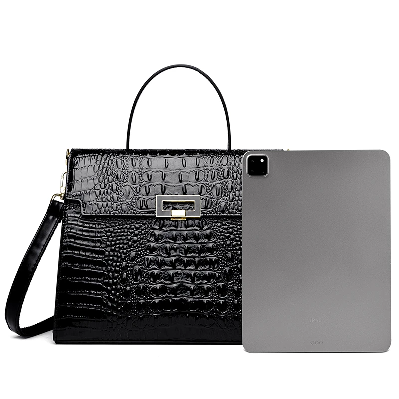 QPN2099 Ladies Fashion Simple Square Lock Closure Daily Office Shoulder Bag